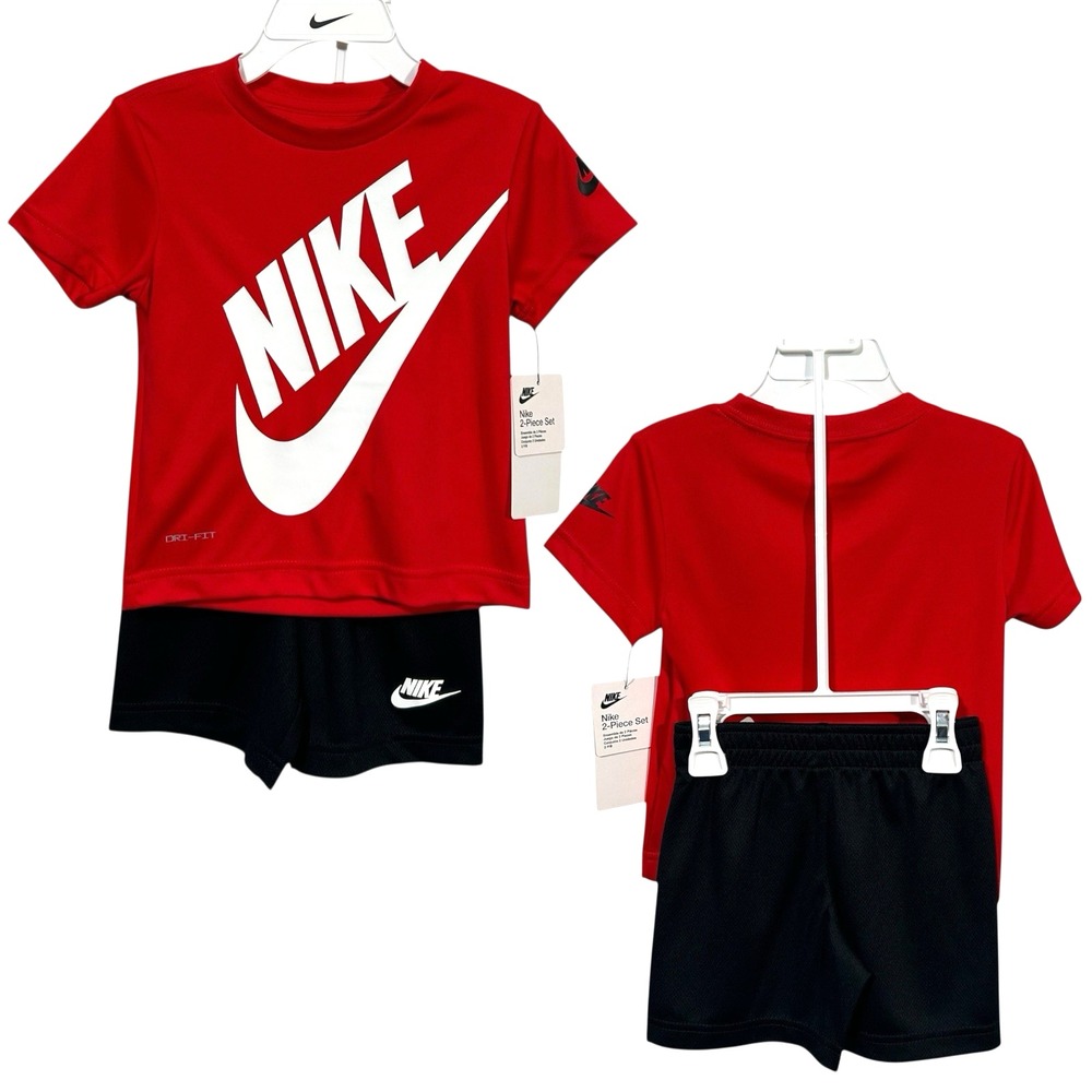 Nike Toddler Boys Dri-FIT T-Shirt & Shorts Outfit Set 4T Red Black Athletic